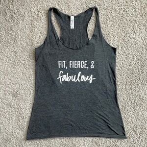 Tone It Up Gray Fit Fierce & Fabulous TIU Sleeveless Racerback Tank Small (XS-S)